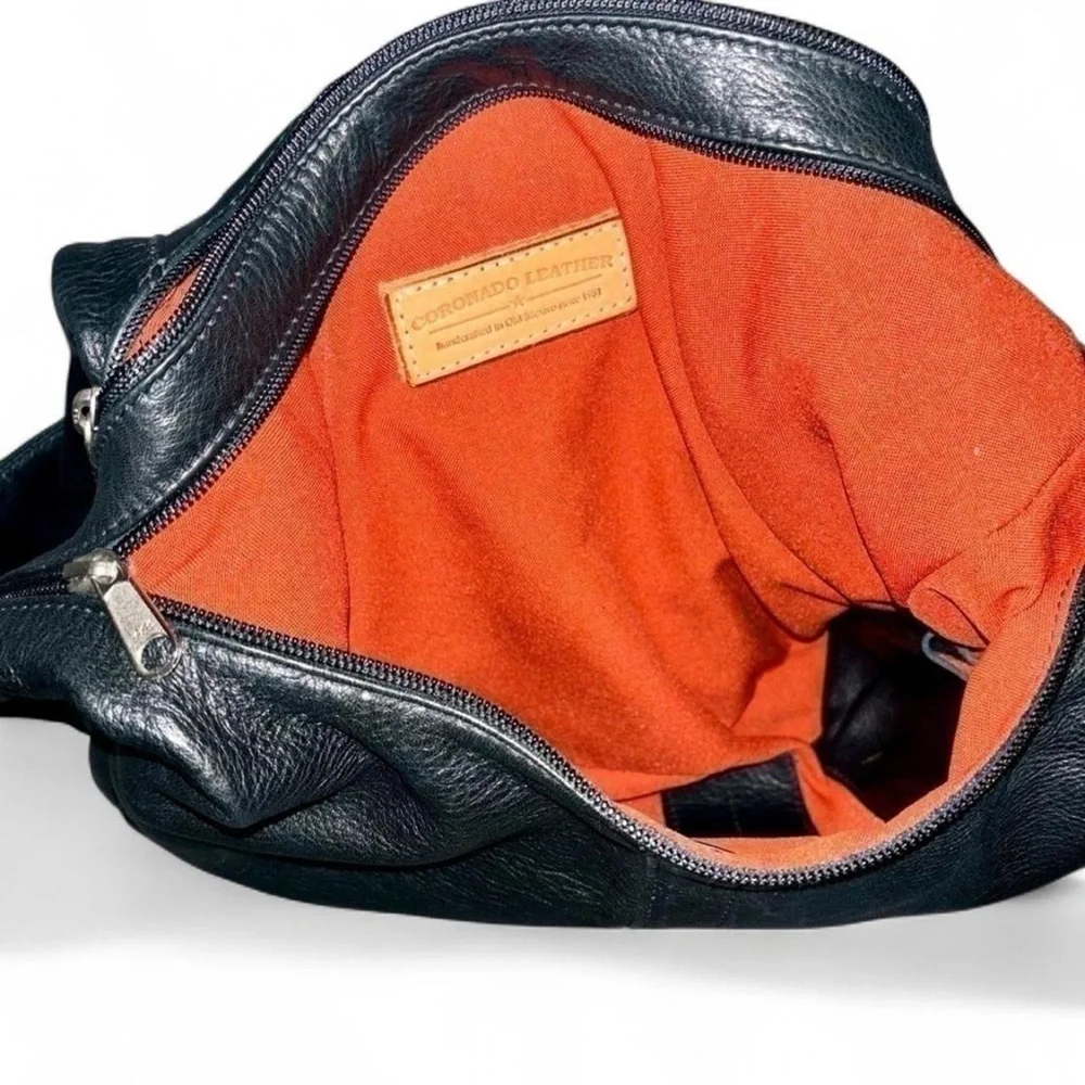 CORONADO LEATHER Black Leather Concealed Carry Hobo Purse